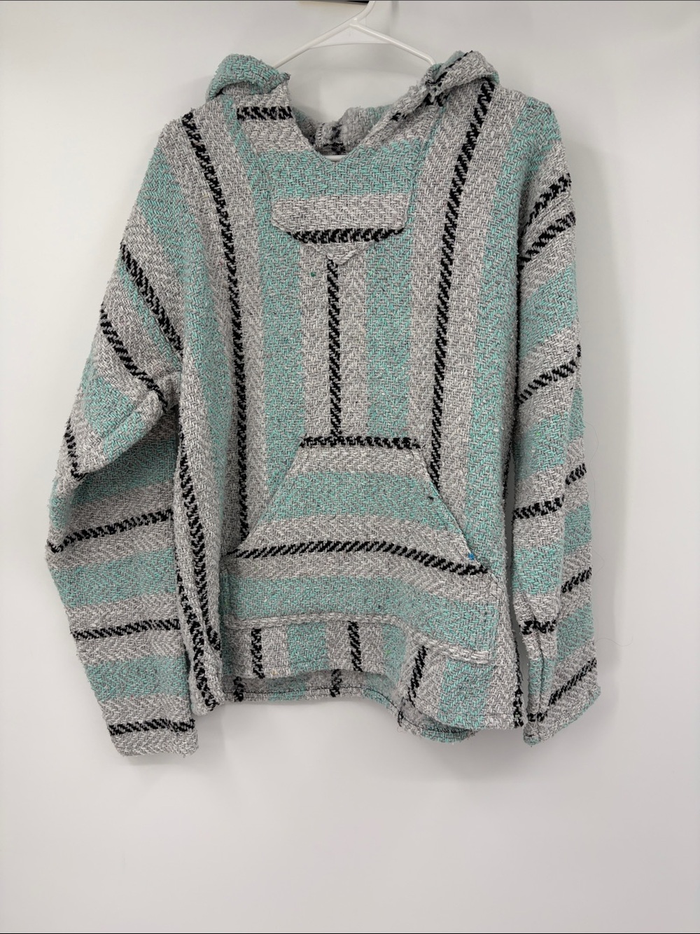 Baja Joe Teal Grey and Black Knit Sweatshirt Size Medium